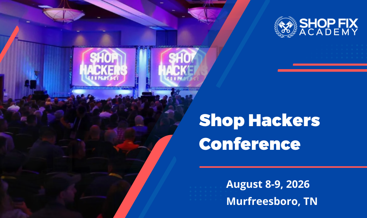 Shop Hackers Conference, August 8–9, 2026, in Murfreesboro, Tennessee, featuring a large audience facing a conference stage.